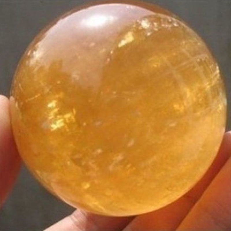 40mm Rare Yellow natural stones Feng shui Crystal Ball and minerals amber raw quartz crystals figurines ball Gifts products(China (Mainland))