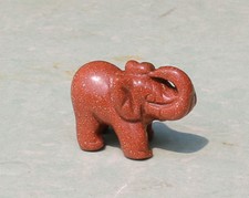 AAAA++21g Carved Golden sand quartz Crystal Gem Stone elephant reiki healing