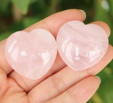 Natural Rainbow Pink Rose Quartz Crystal Polished Heart Stone Healing Jewelry