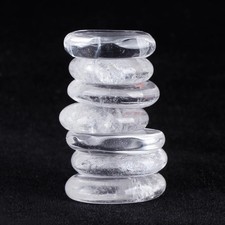 Clear Quartz chakra stone set polished palm stone sold by 7pcs with one pouch