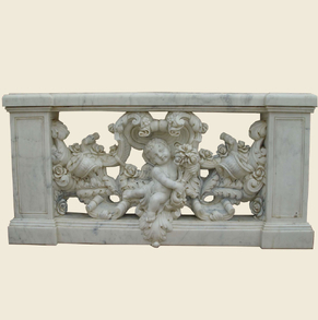 Carved cherubs balustrade pane