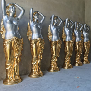 Bronze lady statue with real g