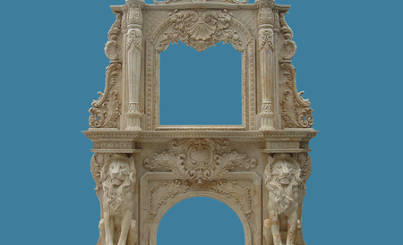 Lions Carved Double Mantel DB-FP-12