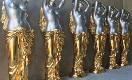 Bronze lady statue with real gold BS-10