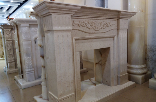 Homemade marble fireplace